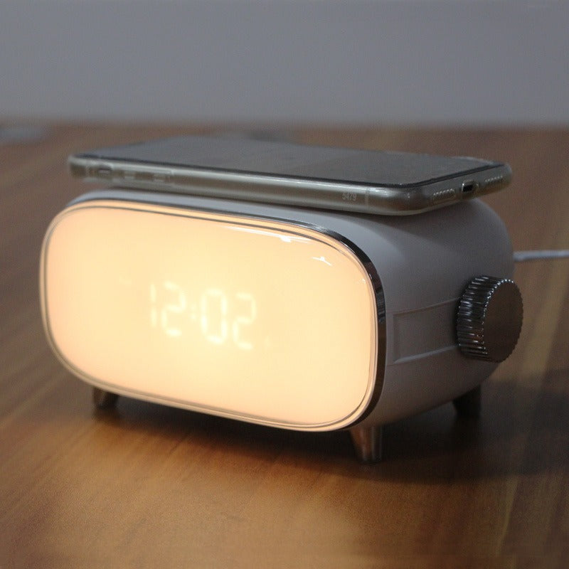 Creative wake-up alarm clock with QI wireless charging