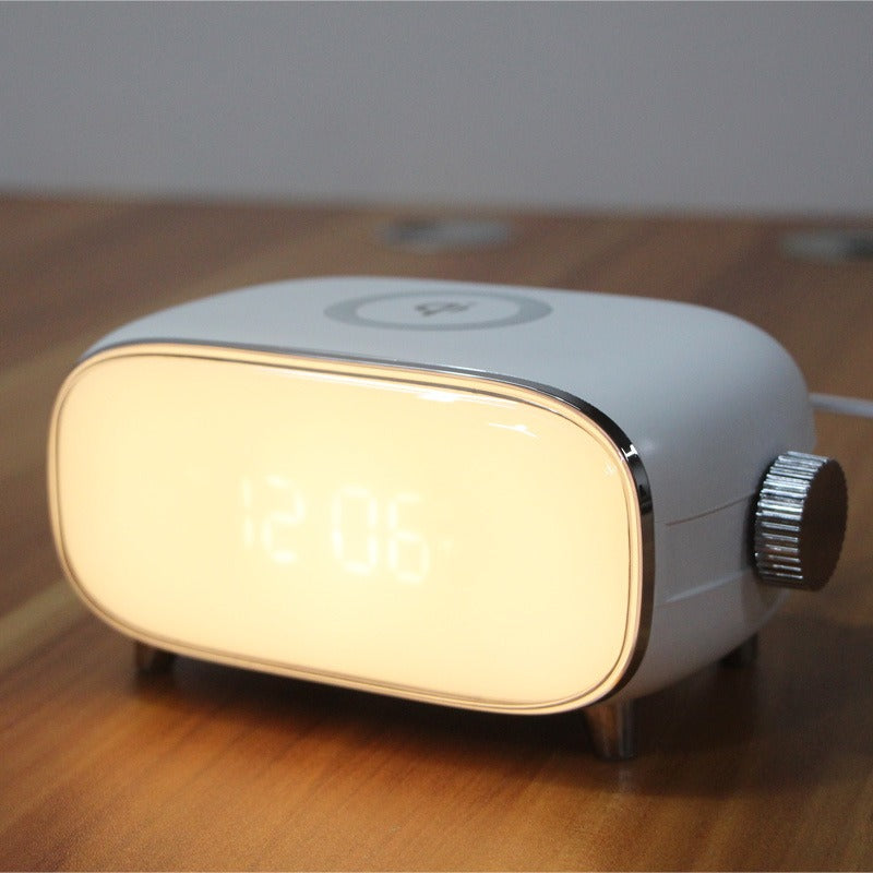 Creative wake-up alarm clock with QI wireless charging